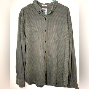 Levis button shirt Long Sleeves green pin stripe western size mens XL